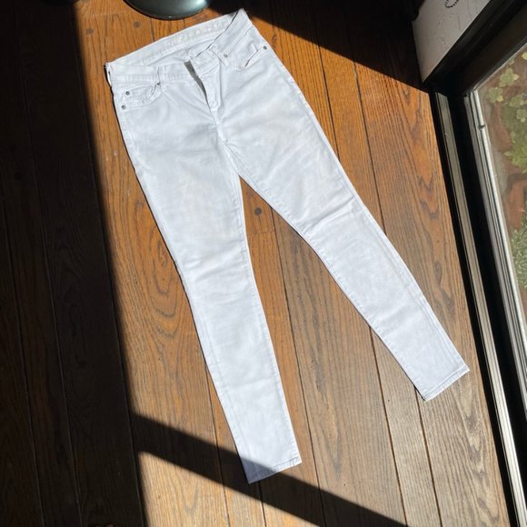 7 For All Mankind Skinny Mid-Rise White Jeans W27 - Picture 3 of 5